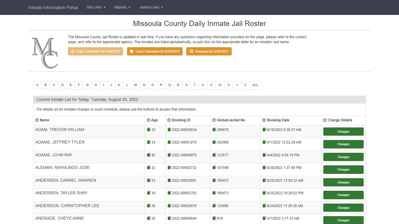 - Missoula County Inmate Information Portal