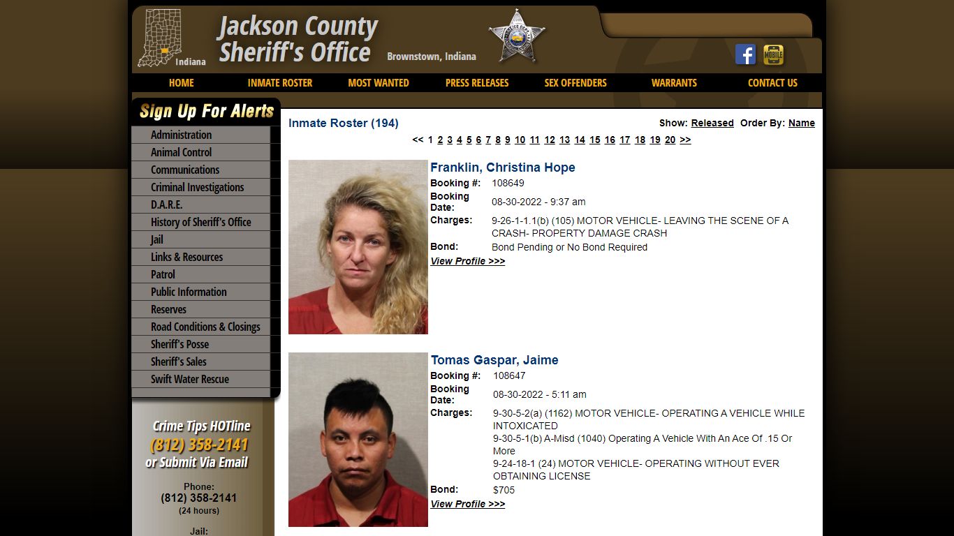 Inmate Roster - Current Inmates Booking Date Descending - Jackson ...